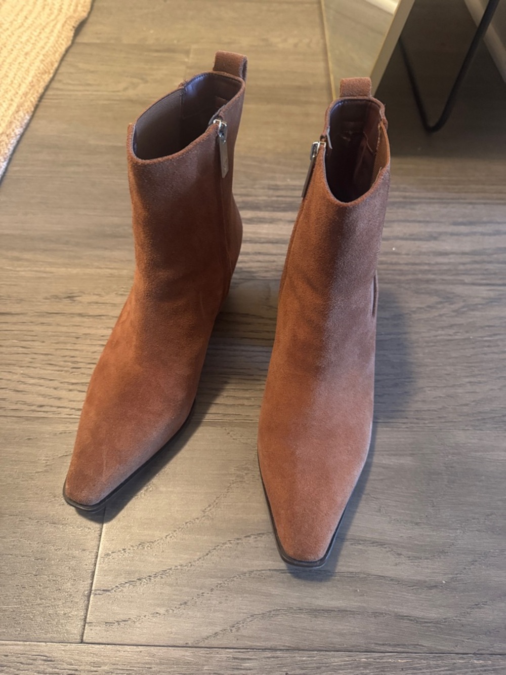 Sarto Pointed Toe Camel Suede Ankle Boots